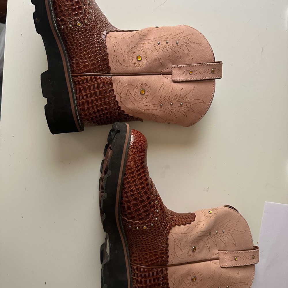 Ariat Pink and Brown Women's Combat Boots
